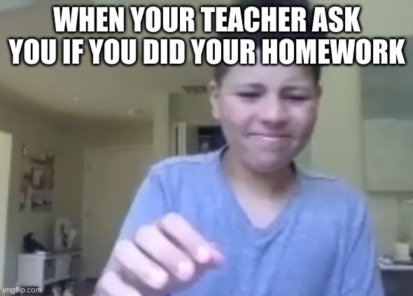 Homework Be Like | WHEN YOUR TEACHER ASK YOU IF YOU DID YOUR HOMEWORK | image tagged in homework,zoom,meme faces | made w/ Imgflip meme maker