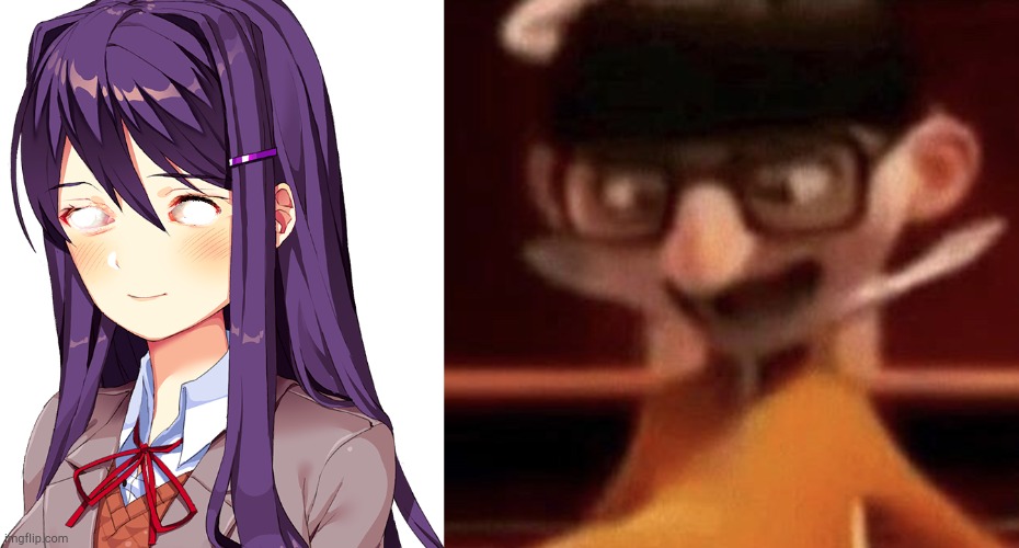 image tagged in eyeless yuri,vector saying oh yeah | made w/ Imgflip meme maker