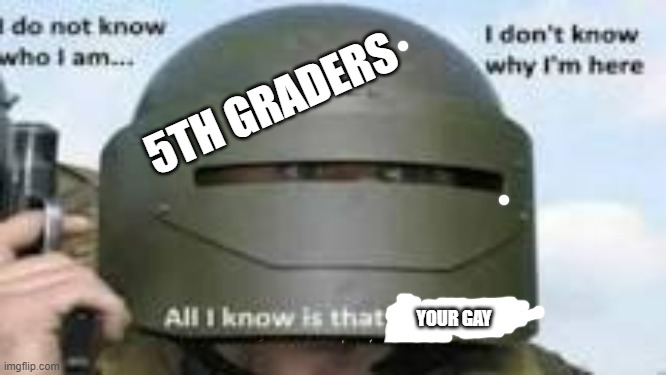 sorry for the crap quality | 5TH GRADERS; YOUR GAY | image tagged in memes | made w/ Imgflip meme maker