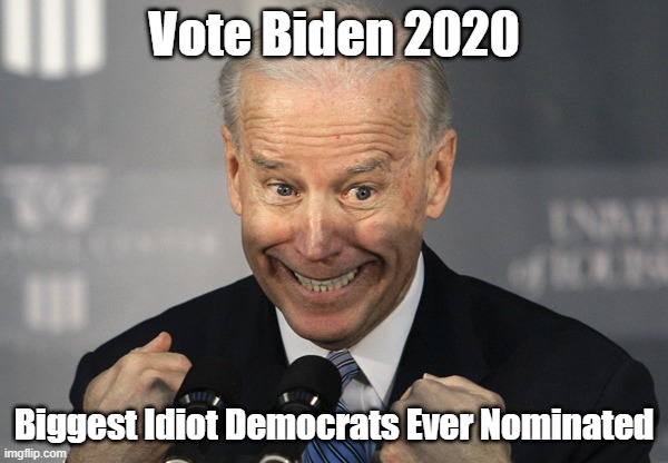 Biden's the One! | Vote Biden 2020; Biggest Idiot Democrats Ever Nominated | image tagged in creepy joe biden,election 2020 | made w/ Imgflip meme maker