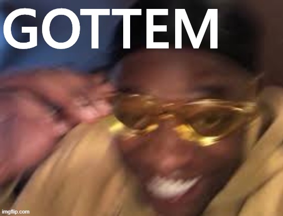 High Quality Black guy golden glasses gottem with text Blank Meme Template