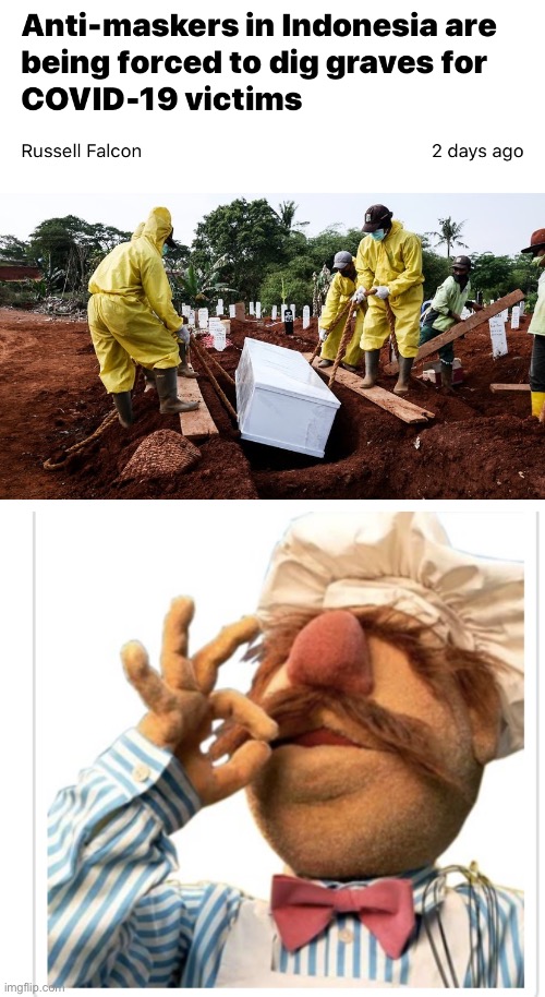 I'm normally against prison labor, but I'll give Indonesia a pass here. | image tagged in masks,covidiots,indonesia,mass graves,punishment | made w/ Imgflip meme maker