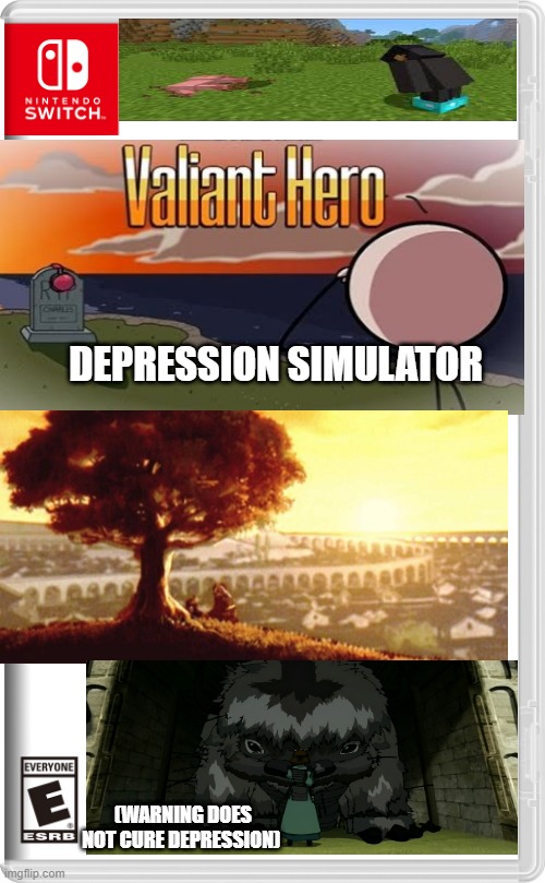 nintendo switch case | DEPRESSION SIMULATOR; (WARNING DOES NOT CURE DEPRESSION) | image tagged in nintendo switch case | made w/ Imgflip meme maker