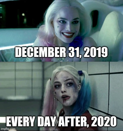 2020 | DECEMBER 31, 2019; EVERY DAY AFTER, 2020 | image tagged in 2020,harley quinn | made w/ Imgflip meme maker