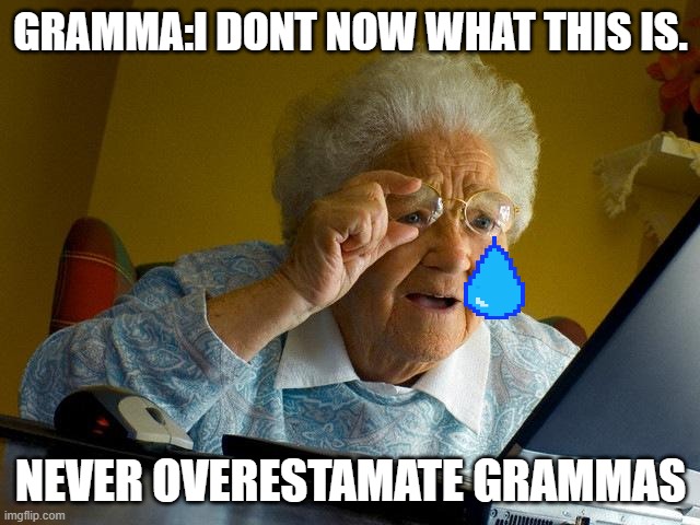 Grandma Finds The Internet | GRAMMA:I DONT NOW WHAT THIS IS. NEVER OVERESTAMATE GRAMMAS | image tagged in memes,grandma finds the internet | made w/ Imgflip meme maker