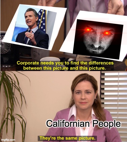Newsom does it again | Californian People | image tagged in memes,they're the same picture | made w/ Imgflip meme maker