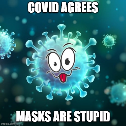 COVID Hates Masks Too! | COVID AGREES; MASKS ARE STUPID | image tagged in covid-19,face mask | made w/ Imgflip meme maker
