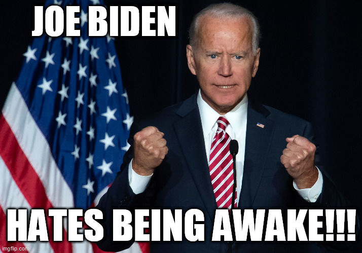 Sleepy Joe | JOE BIDEN; HATES BEING AWAKE!!! | image tagged in biden,trump,democrat,republican,hate,memes | made w/ Imgflip meme maker