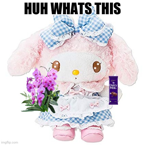 My Melody plush |  HUH WHATS THIS | image tagged in my melody | made w/ Imgflip meme maker