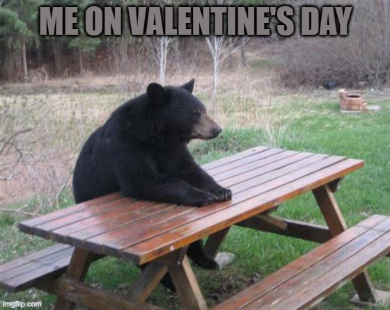 Bad Luck Bear | ME ON VALENTINE'S DAY | image tagged in memes,bad luck bear | made w/ Imgflip meme maker