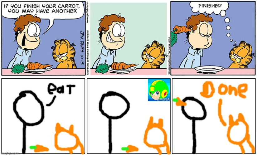 Day 1 of making blursed Garfield comics | image tagged in garfield,blursed | made w/ Imgflip meme maker