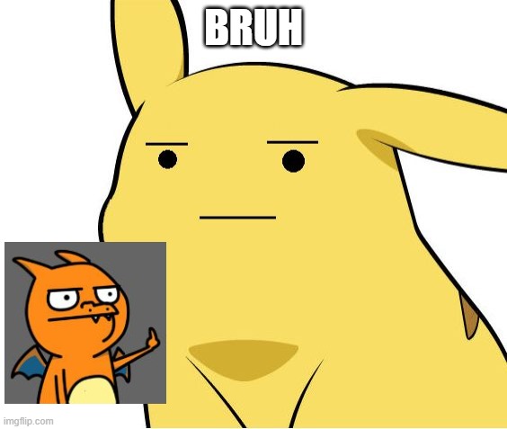 Pikachu Is Not Amused | BRUH | image tagged in pikachu is not amused | made w/ Imgflip meme maker