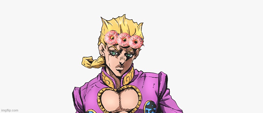 donut hair giorno | image tagged in jojo's bizarre adventure | made w/ Imgflip meme maker