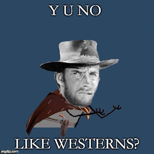 Y u no like westerns? | Y U NO; LIKE WESTERNS? | image tagged in y u no western | made w/ Imgflip meme maker