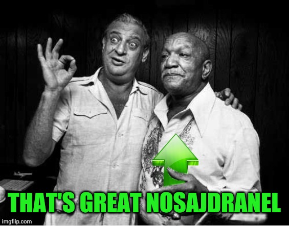 Redd Foxx And Rodney Dangerfield Upvote | THAT'S GREAT NOSAJDRANEL | image tagged in redd foxx and rodney dangerfield upvote | made w/ Imgflip meme maker