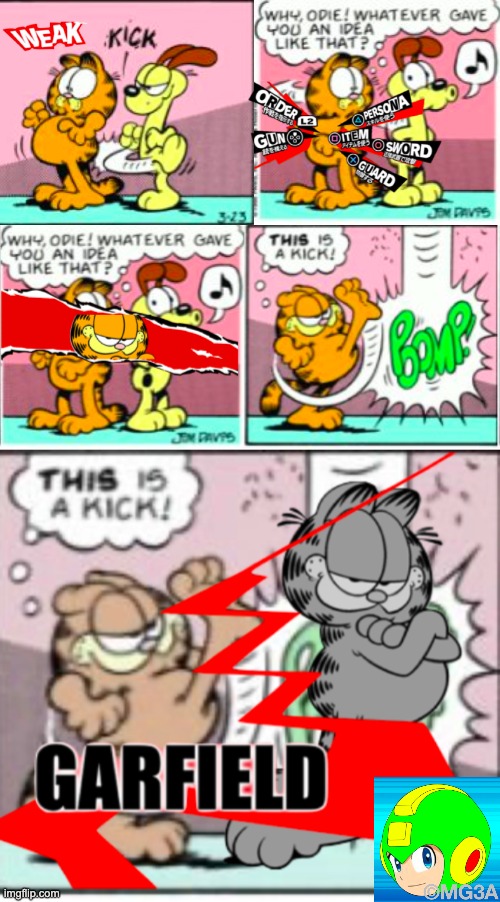 Spent my ENTIRE online math class editing this. You can repost it but give me credit. | image tagged in garfield,persona 5 | made w/ Imgflip meme maker