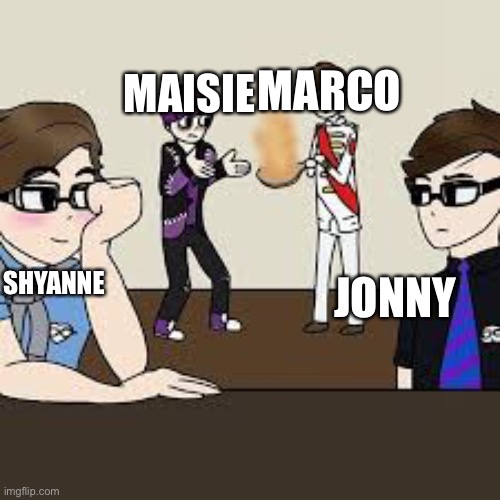 DYTM in a nutshell (dytm= do you trust me) | MARCO; MAISIE; JONNY; SHYANNE | image tagged in sander sides | made w/ Imgflip meme maker