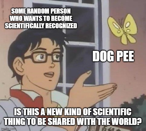 During Winter... | SOME RANDOM PERSON WHO WANTS TO BECOME SCIENTIFICALLY RECOGNIZED; DOG PEE; IS THIS A NEW KIND OF SCIENTIFIC THING TO BE SHARED WITH THE WORLD? | image tagged in memes,is this a pigeon | made w/ Imgflip meme maker