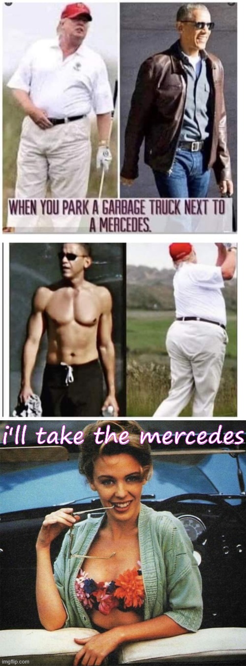 Why don't Democrats do more body-shaming based memes? Seriously: why don't we? Trump is a tub of lard. | i'll take the mercedes | image tagged in kylie car,trump,overweight,obese,obama,ripped | made w/ Imgflip meme maker