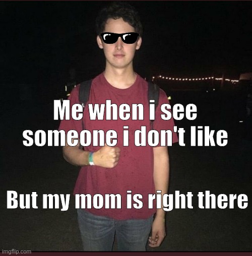 Me when... | Me when i see someone i don't like; But my mom is right there | image tagged in cool dude,cole preston | made w/ Imgflip meme maker