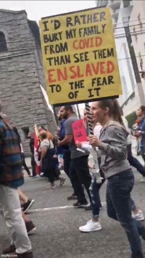no lady i refuse to believe you actually think that | image tagged in covid-19,covidiots,covid,covid19,repost,protest | made w/ Imgflip meme maker