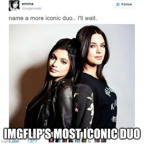 Name a More Iconic Duo |  IMGFLIP'S MOST ICONIC DUO | image tagged in name a more iconic duo | made w/ Imgflip meme maker