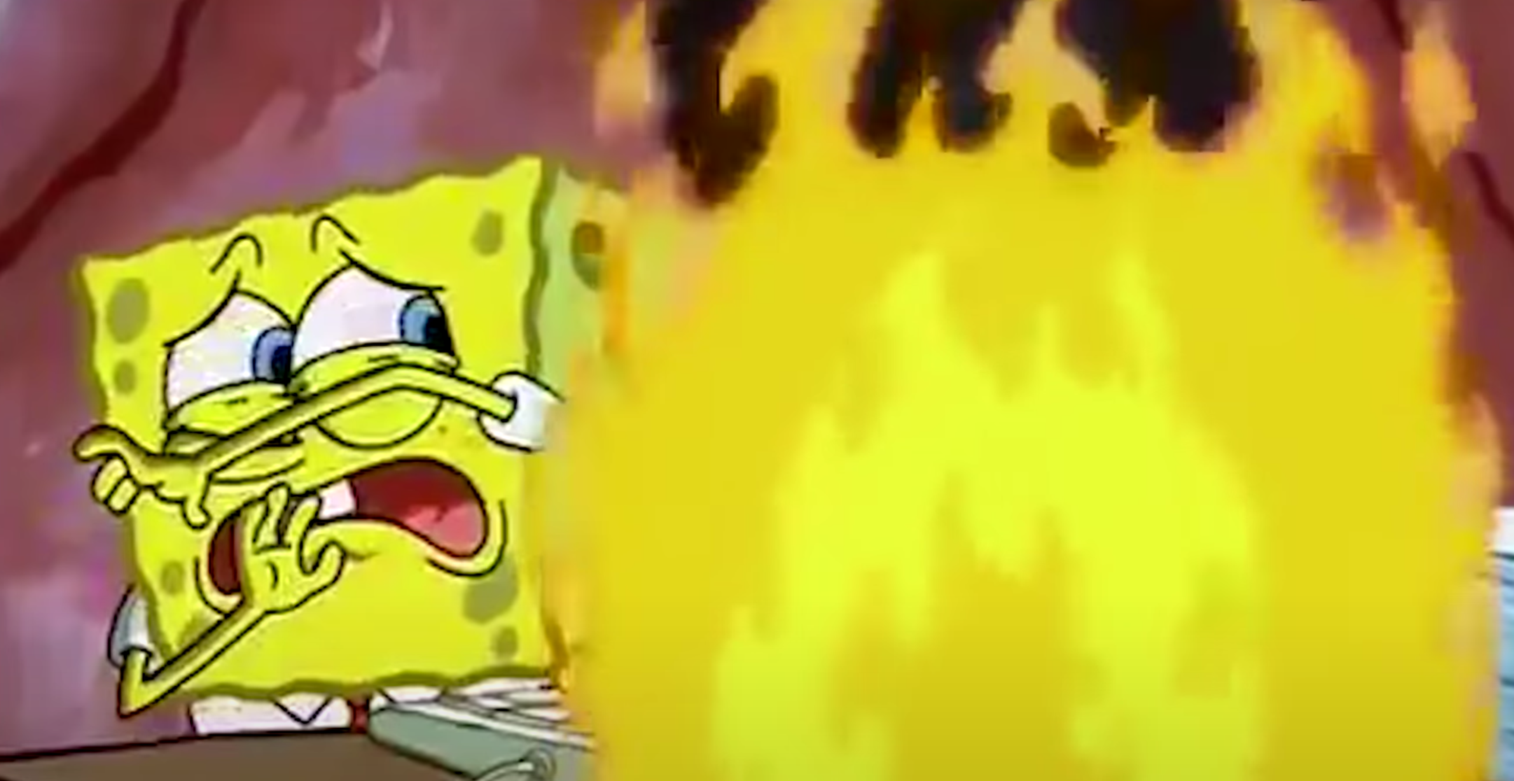 High Quality Fire Spongebob Blank Meme Template