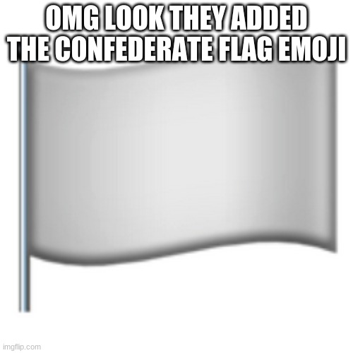crazy right | OMG LOOK THEY ADDED THE CONFEDERATE FLAG EMOJI | image tagged in confederate flag,losers | made w/ Imgflip meme maker