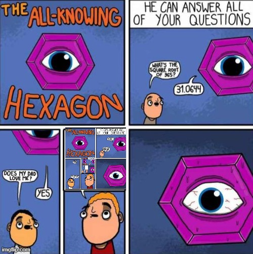 All-Knowing All-Knowing All-Knowing All-Knowing Hexagon | image tagged in all knowing hexagon | made w/ Imgflip meme maker