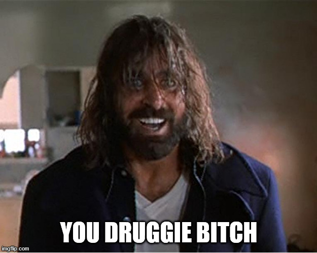 Boondock Saint Rocco You Druggie Bitch | YOU DRUGGIE BITCH | image tagged in boondock saint rocco you druggie bitch | made w/ Imgflip meme maker