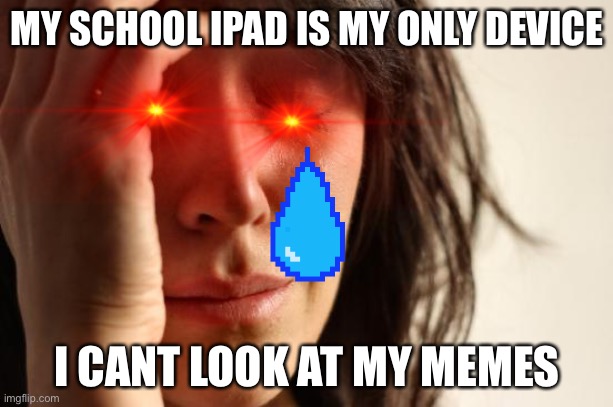 Bruh it’s restricted | MY SCHOOL IPAD IS MY ONLY DEVICE; I CANT LOOK AT MY MEMES | image tagged in memes,first world problems | made w/ Imgflip meme maker