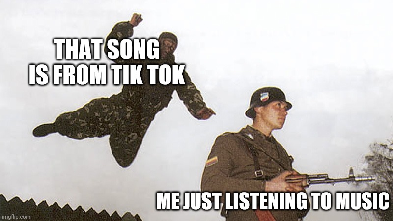 Soldier jump spetznaz | THAT SONG IS FROM TIK TOK ME JUST LISTENING TO MUSIC | image tagged in soldier jump spetznaz | made w/ Imgflip meme maker