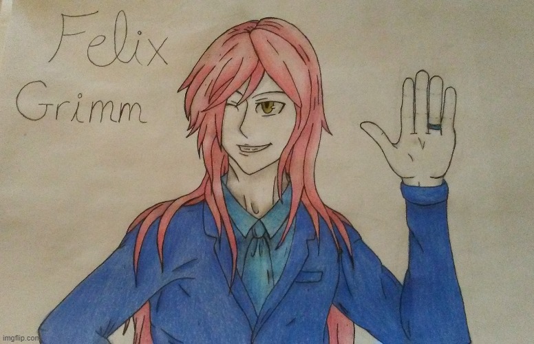 Here's some more art I made of Felix Grimm, this time with his hair down. | made w/ Imgflip meme maker