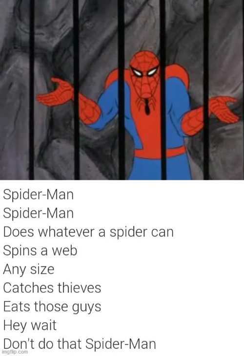 image tagged in spiderman jail | made w/ Imgflip meme maker