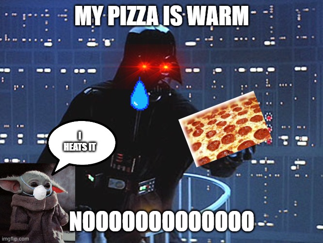 Darth Vader - Come to the Dark Side | MY PIZZA IS WARM; I HEATS IT; NOOOOOOOOOOOOO | image tagged in darth vader - come to the dark side | made w/ Imgflip meme maker