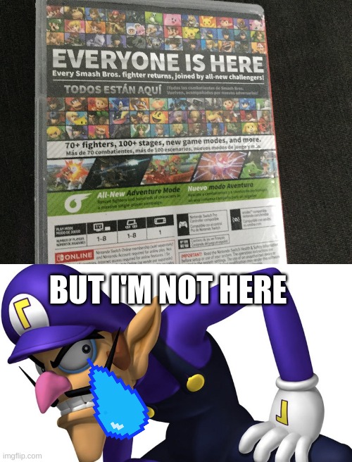 bruh WHY nintendo | BUT I'M NOT HERE | image tagged in super smash bros,waluigi | made w/ Imgflip meme maker
