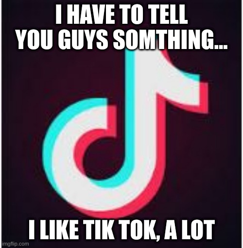 Tik Tok | I HAVE TO TELL YOU GUYS SOMTHING... I LIKE TIK TOK, A LOT | image tagged in tik tok | made w/ Imgflip meme maker