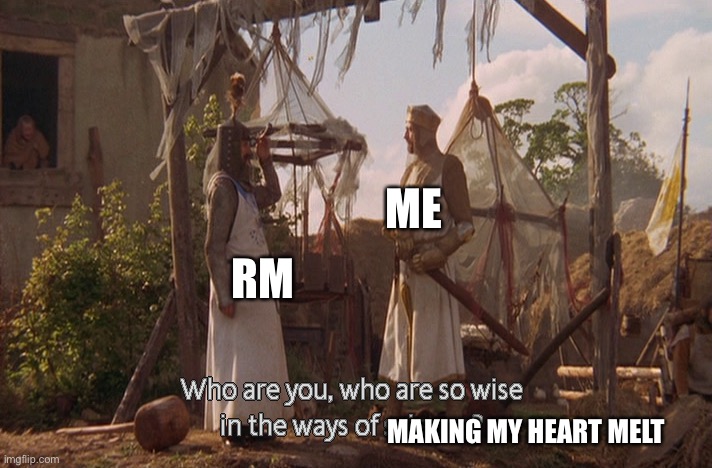 Who are you, so wise In the ways of science. | ME MAKING MY HEART MELT RM | image tagged in who are you so wise in the ways of science | made w/ Imgflip meme maker