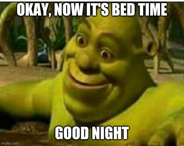 OKAY, NOW IT'S BED TIME GOOD NIGHT | made w/ Imgflip meme maker