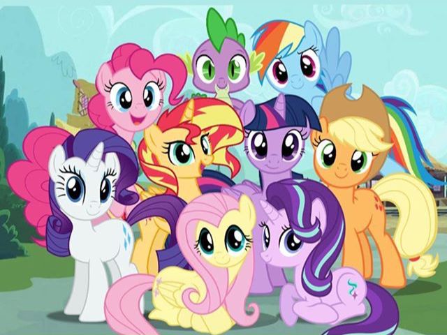 Mane 8 with Spike in front Blank Meme Template