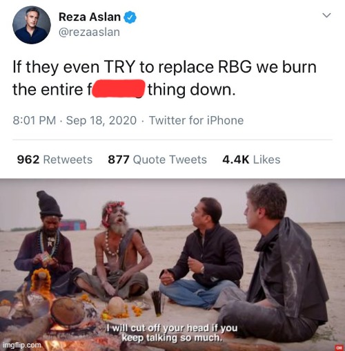 what No Credibility looks like | image tagged in reza,aslan,rbg,ruth,twitter,supreme court | made w/ Imgflip meme maker