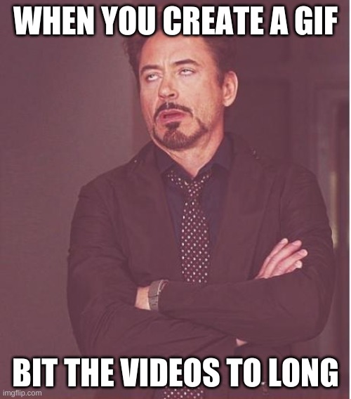 Life or a meme creator | WHEN YOU CREATE A GIF; BIT THE VIDEOS TO LONG | image tagged in memes,face you make robert downey jr,funny memes,videos,funny gifs | made w/ Imgflip meme maker