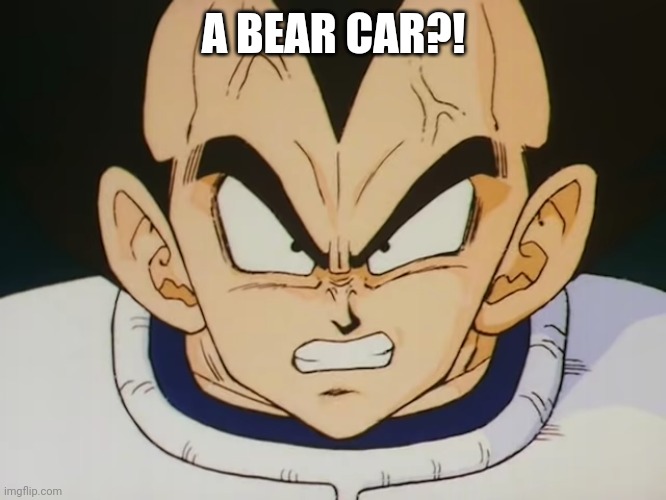 Angry Vegeta (DBZ) | A BEAR CAR?! | image tagged in angry vegeta dbz | made w/ Imgflip meme maker