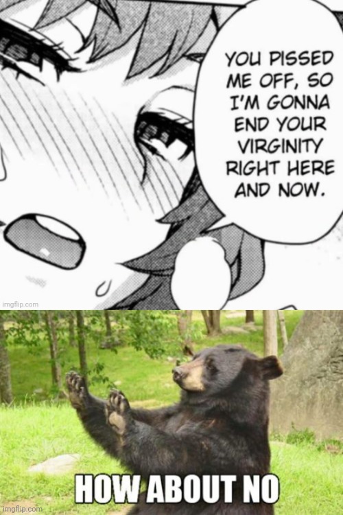 Like what the hell | image tagged in how about no bear,ban hentai | made w/ Imgflip meme maker