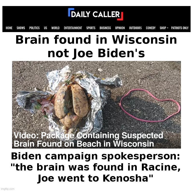 Did Joe Biden Lose His Brain In Wisconsin? | image tagged in joe biden,wisconsin,cheese,head,missing,brain | made w/ Imgflip meme maker
