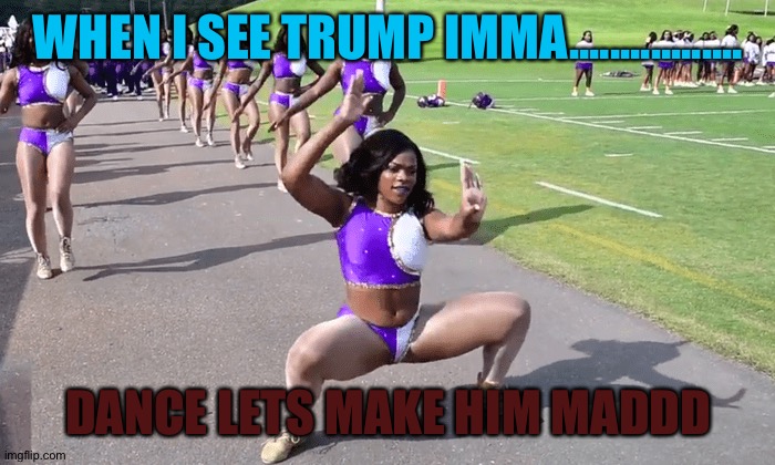 That's how Ruff Ryders roll | WHEN I SEE TRUMP IMMA................. DANCE LETS MAKE HIM MADDD | image tagged in that's how ruff ryders roll | made w/ Imgflip meme maker