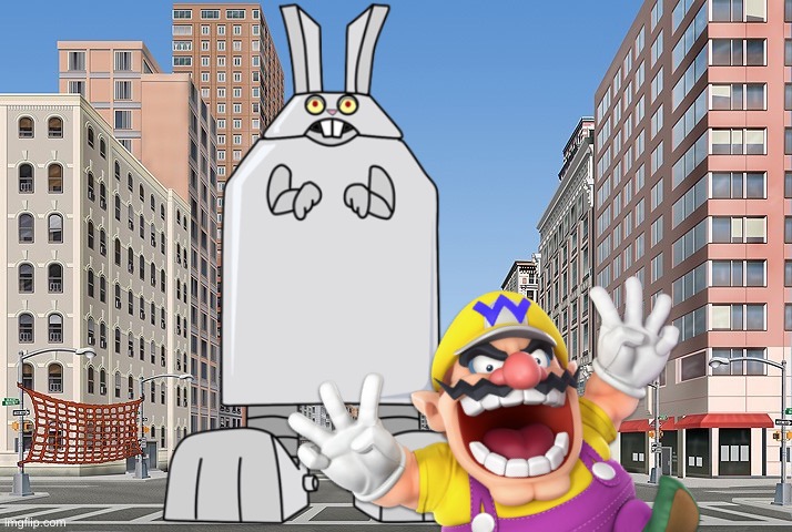Wario gets crushed by the rabbot and fucking dies.mp3 | image tagged in wario dies,wario,athf,rabbot,memes | made w/ Imgflip meme maker