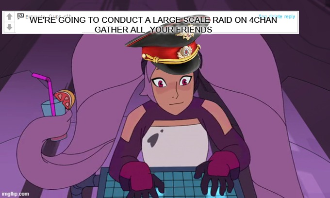 this is going to be a true test of our power | WE'RE GOING TO CONDUCT A LARGE SCALE RAID ON 4CHAN
GATHER ALL  YOUR FRIENDS | image tagged in entrapta typing | made w/ Imgflip meme maker