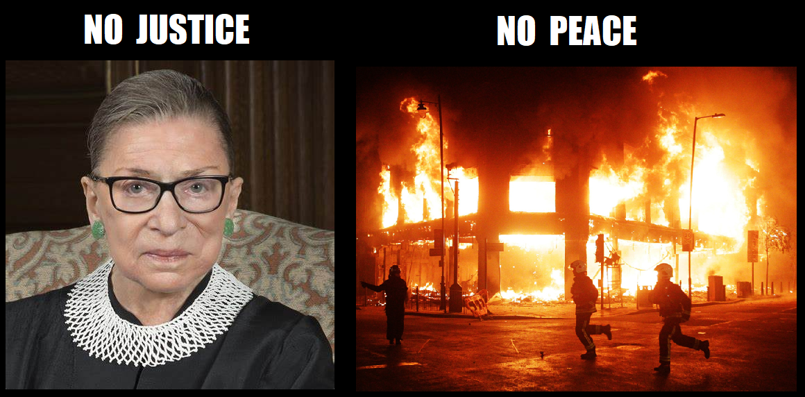 High Quality No Justice No Peace -- Ruth Bader Ginsburg Blank Meme Template