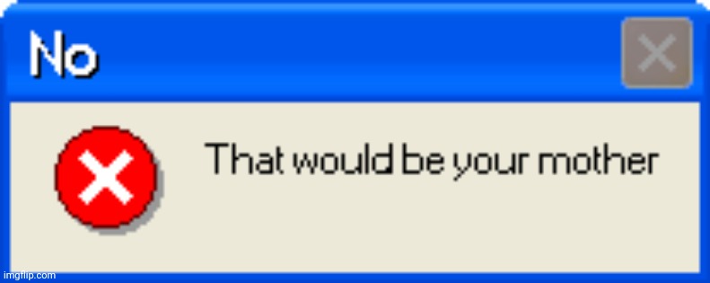 No that would be your mother error message | image tagged in no that would be your mother error message | made w/ Imgflip meme maker